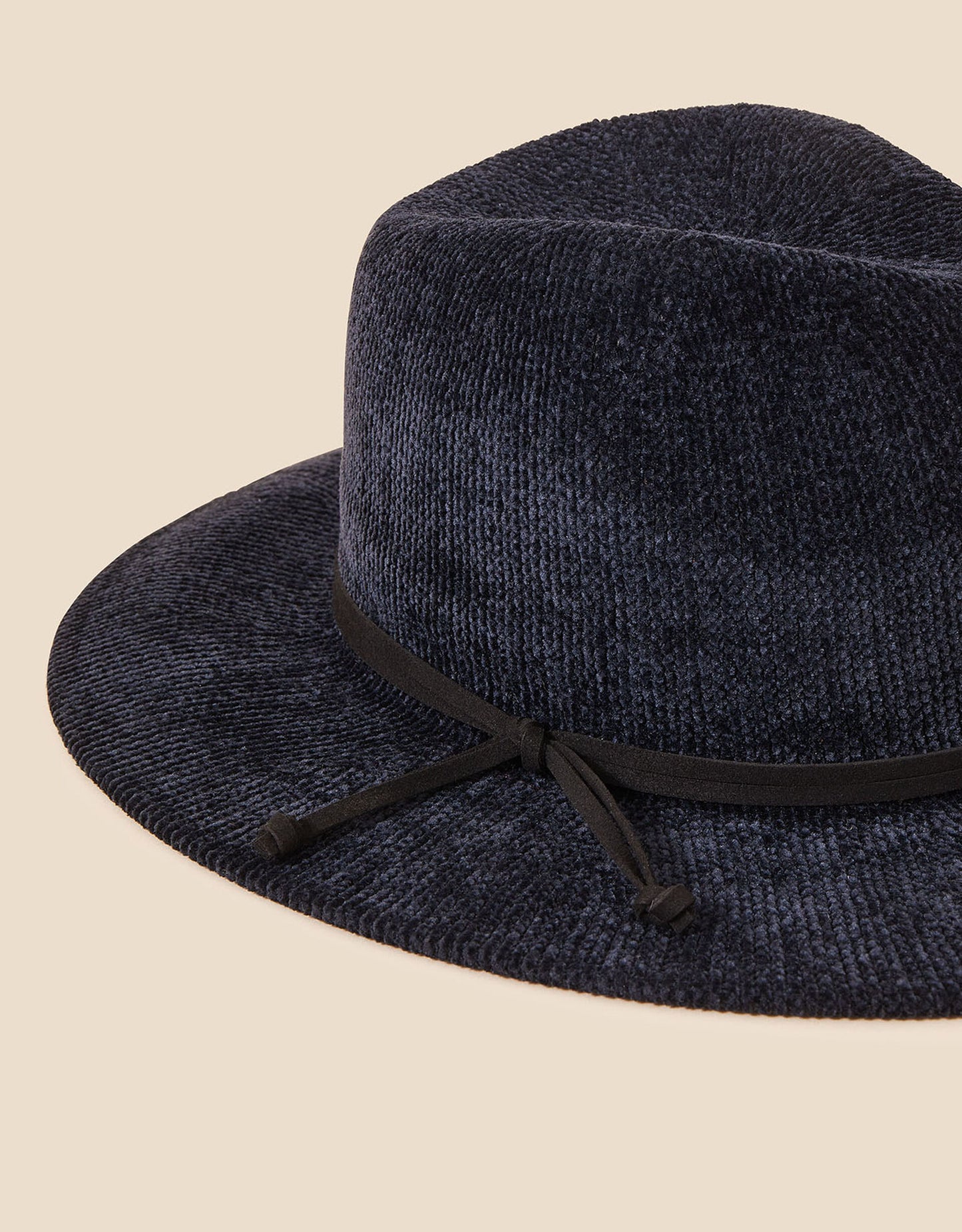 Chenille Packable Fedora Hat Blue